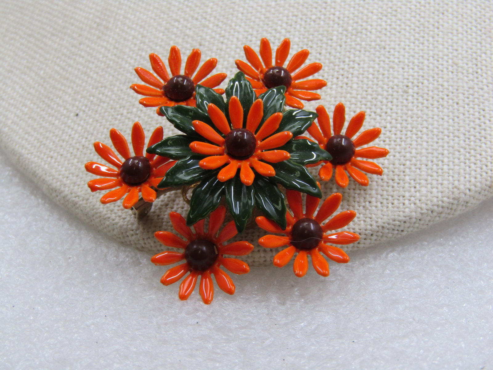 Vintage Tiered Enameled Floral Blossom Brooch, 1960's, 2" - 2