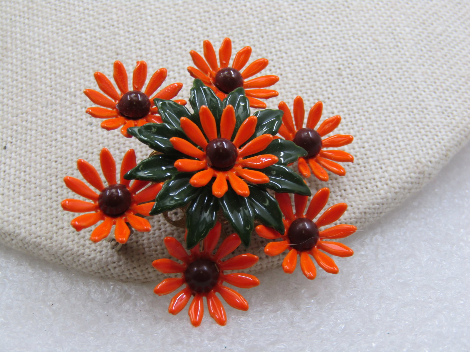 Vintage Tiered Enameled Floral Blossom Brooch, 1960's, 2" - 3