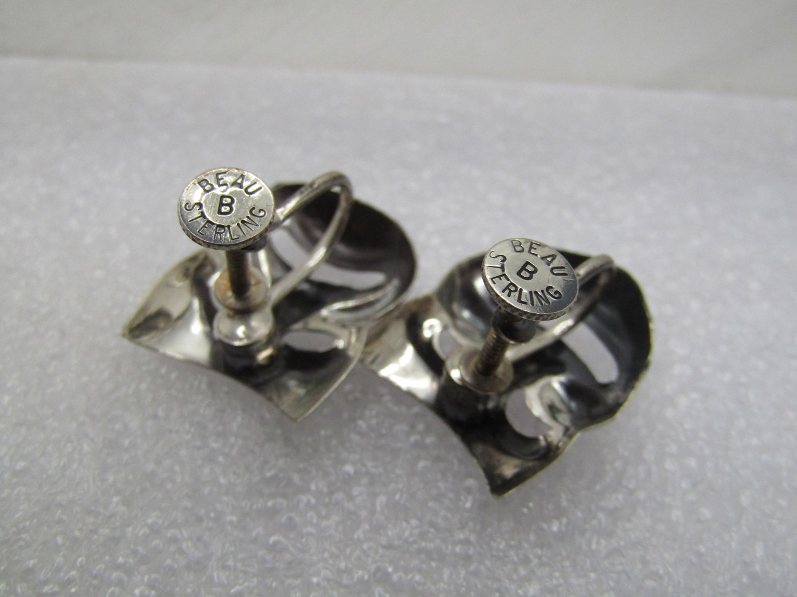 Vintage Comedy Tragedy Earrings, Screwback, Beau Sterling, 1960's - 4