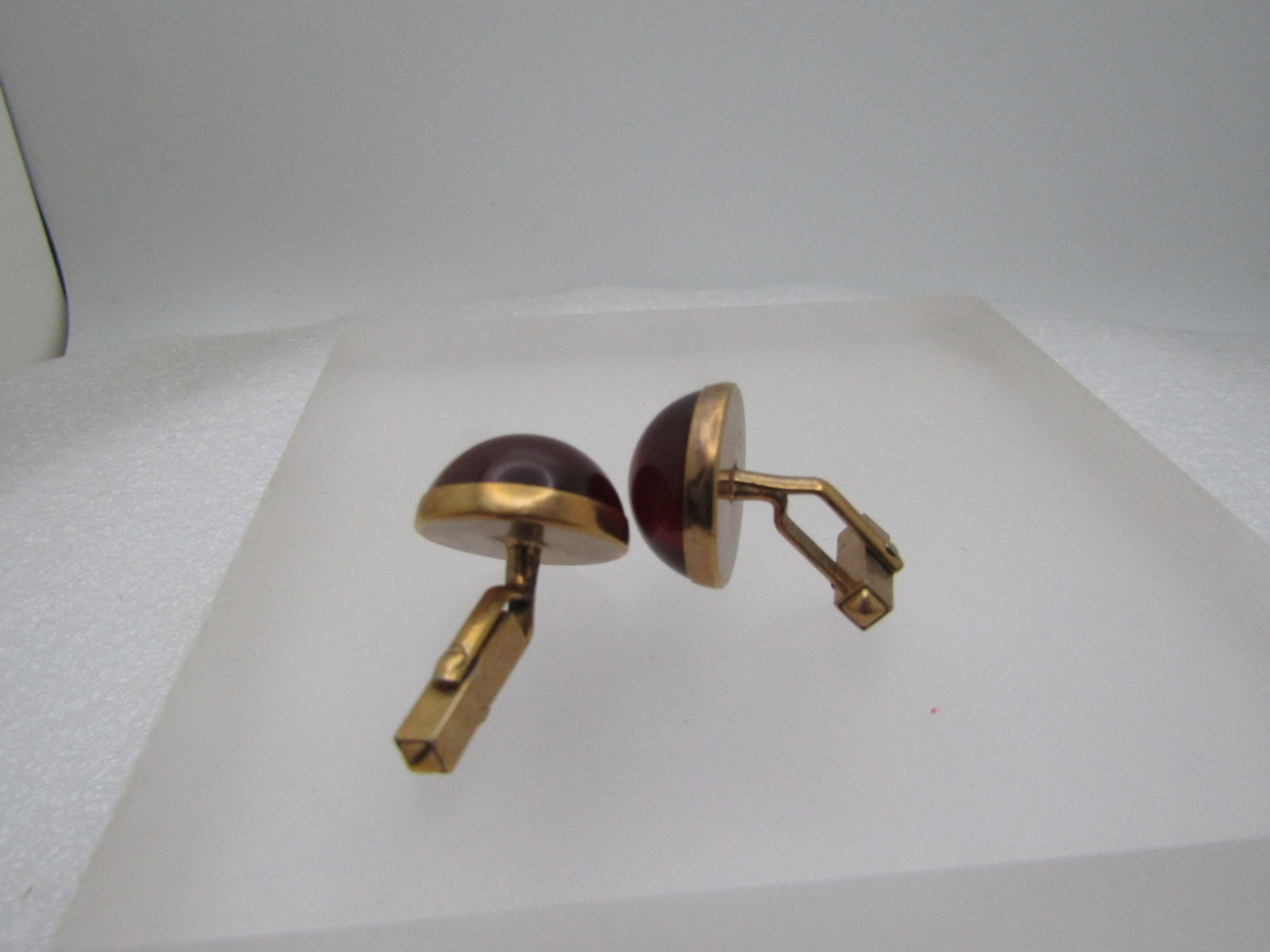 Vintage Swank Red Moonglow Cufflinks Tie Bar Set, 1940's-1950's - 5