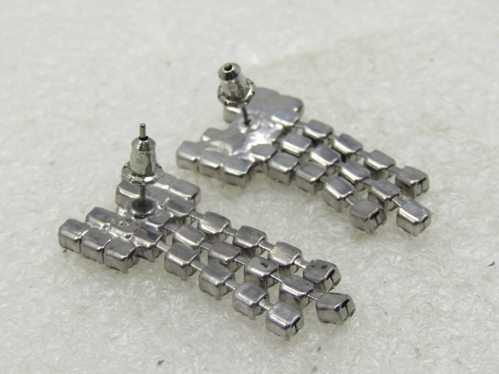 Vintage Rhinestone Bow Earrings, with Dangles, Pierced - 4