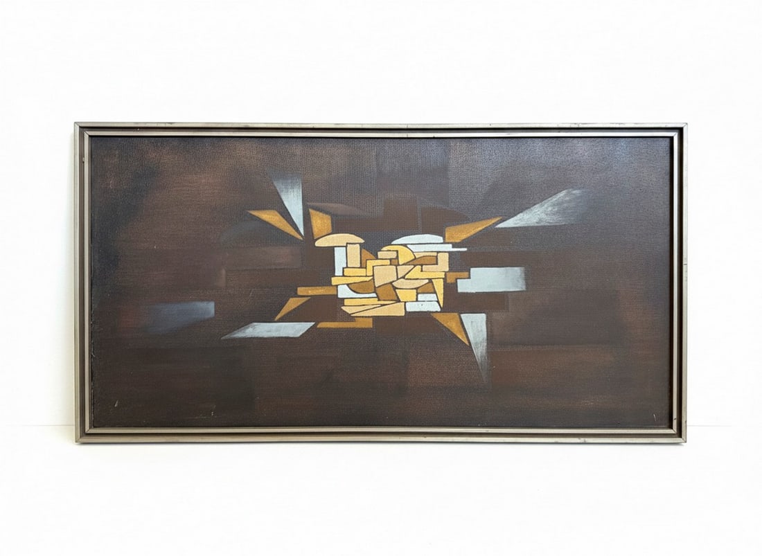 Original Abstract Mixed-Media Painting Signed by Jack Amoroso: This item is an original abstract mixed-media painting or painting on board attributed to Jack Amoroso, an American artist associated with the Miami and Coconut Grove art scene. The composition uses