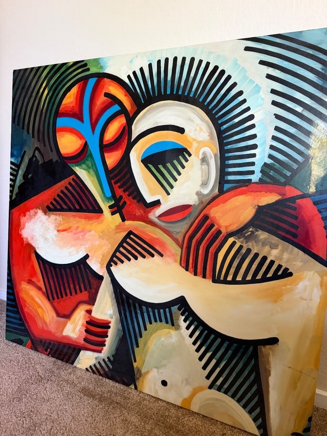 1995 Painted Vinyl on Canvas by Rick Herold, Titled 'The Protector' 1995 - 2