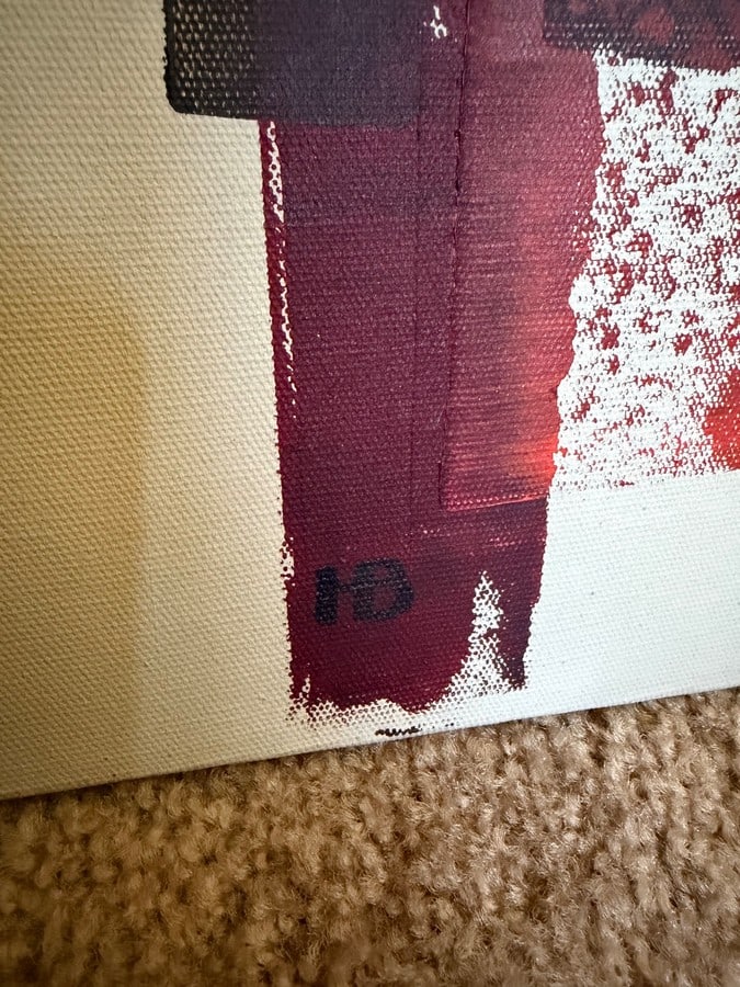Original Abstract Painting on Canvas Signed 'HB,' Herbert Brown - 2