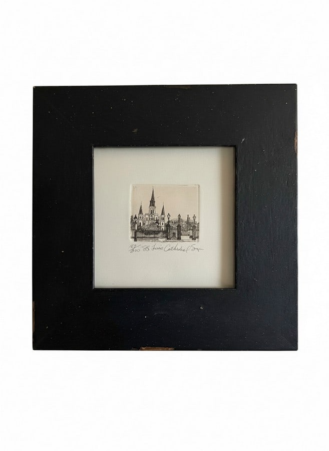Authentic Phillip Sage Etching 'St. Louis Cathedral' (1 of 3)