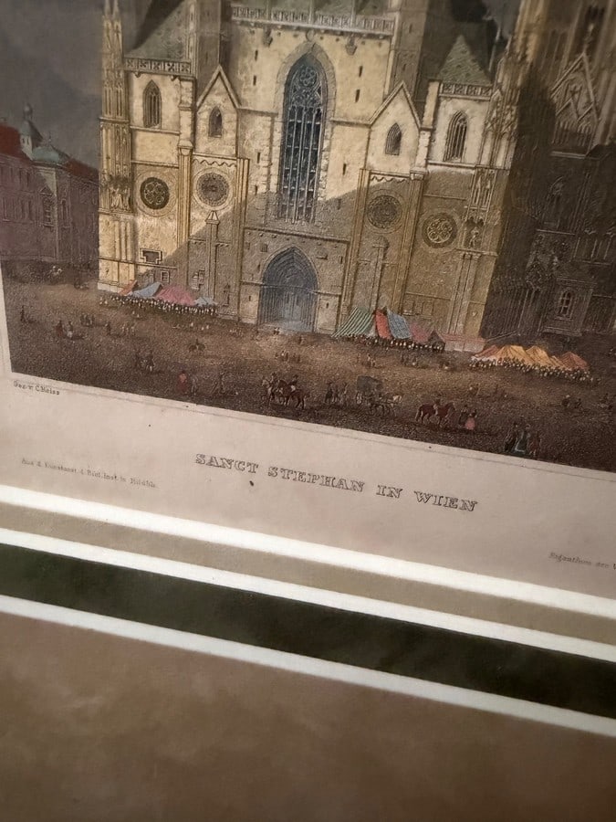 Circa 1875 St. Stephen's Cathedral Vienna Steel Engravings- Framed Triptych Set of 3 - 5