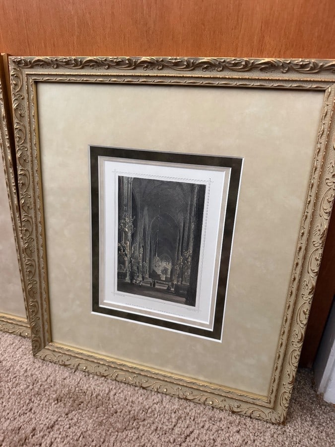 Circa 1875 St. Stephen's Cathedral Vienna Steel Engravings- Framed Triptych Set of 3 - 6