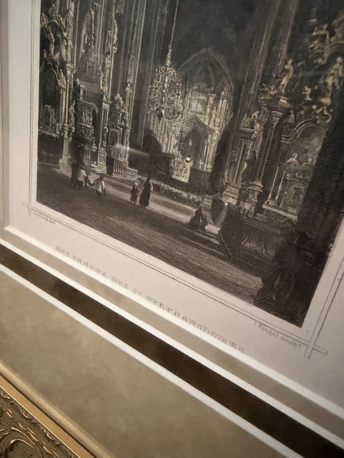 Circa 1875 St. Stephen's Cathedral Vienna Steel Engravings- Framed Triptych Set of 3 - 7