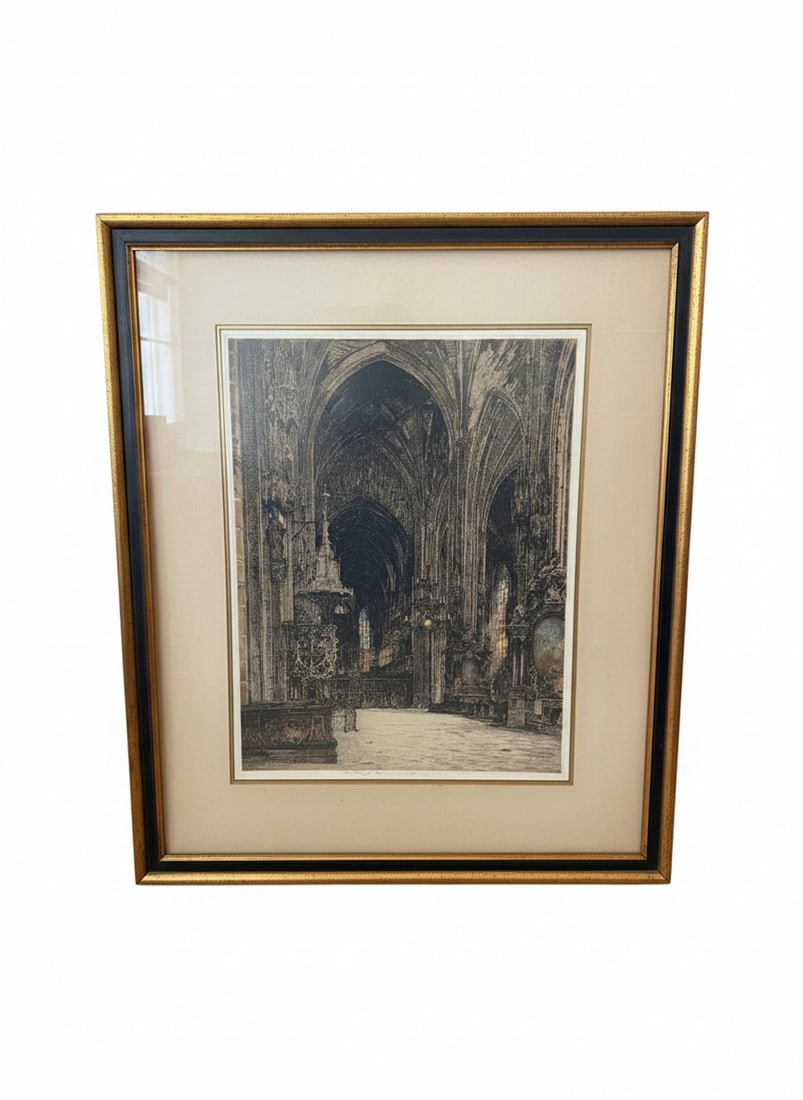 Luigi Kasimir Color Etching - St. Stephen's Cathedral, Vienna (Framed, Large Format) Estate Signed (1 of 7)