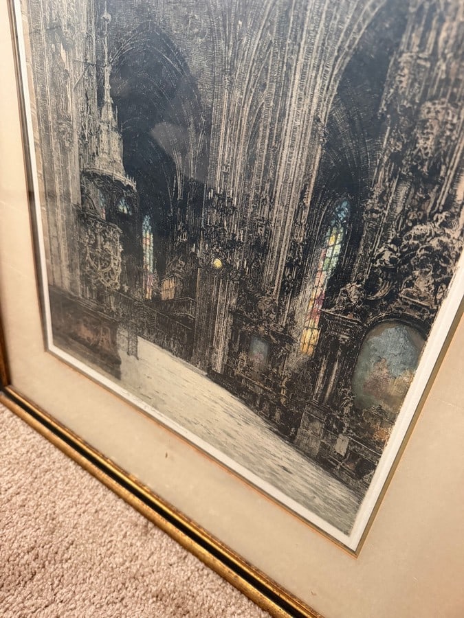 Luigi Kasimir Color Etching - St. Stephen's Cathedral, Vienna (Framed, Large Format) Estate Signed - 2