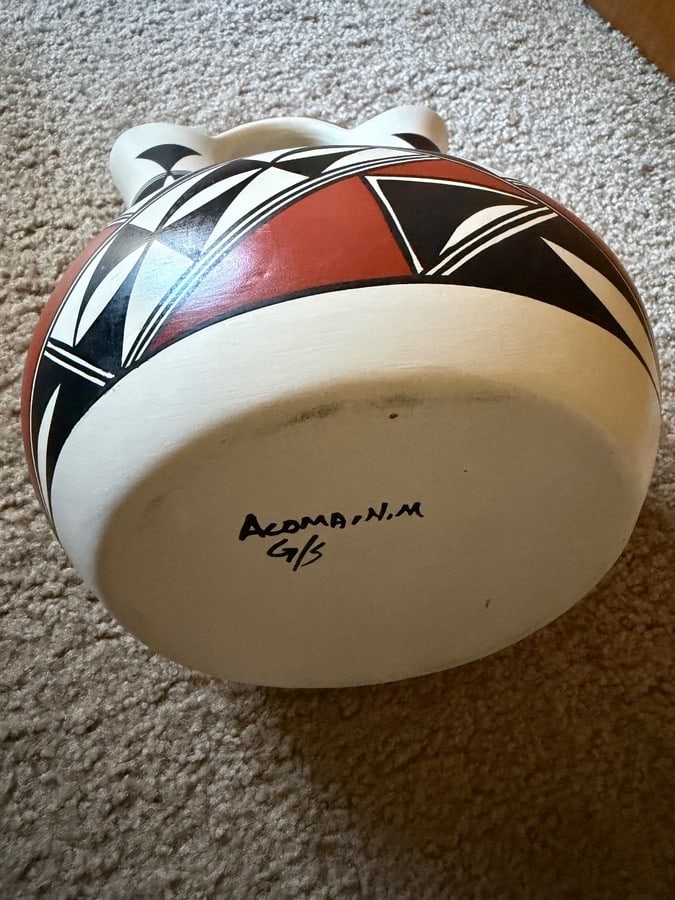Authentic Gloria Salvador Acoma Pueblo Wedding Vase - Hand-Painted Fine-Line 12" - 4