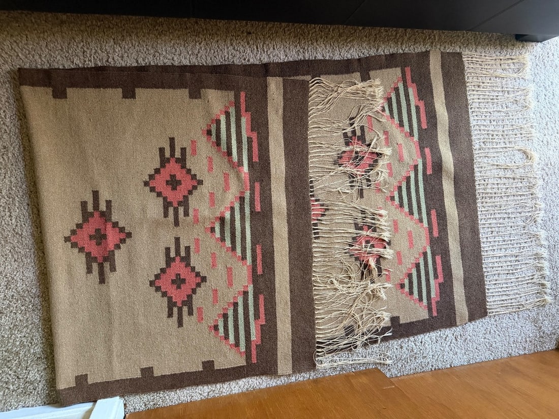 Vintage Southwest Modern Navajo-Style Handwoven Wool Kilim Runner Rug - 5