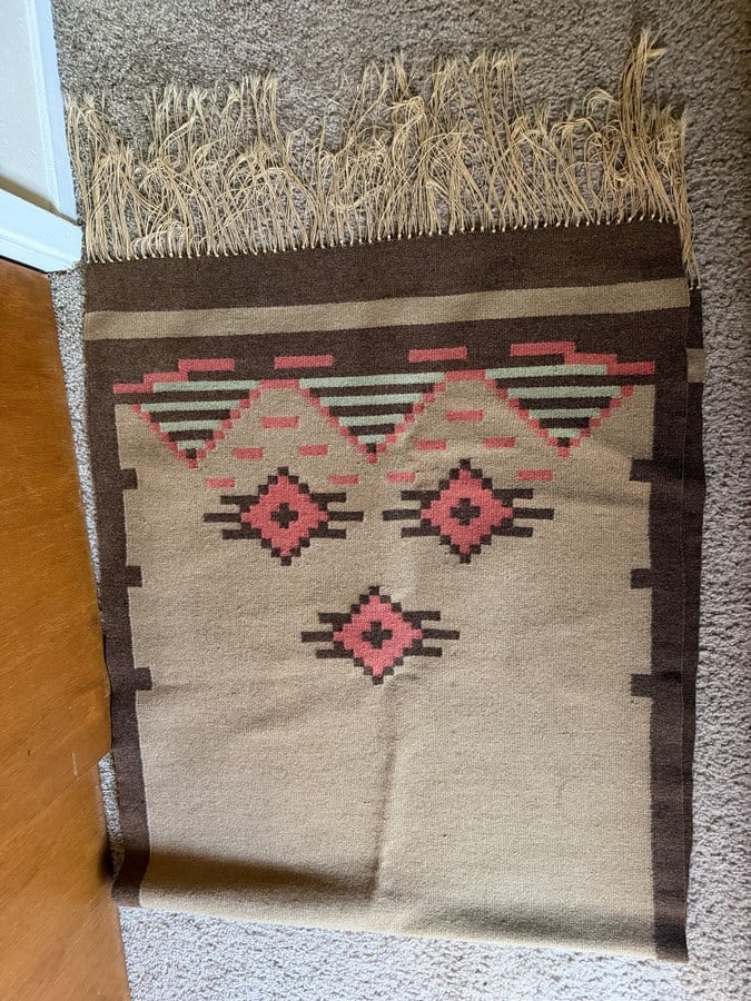 Vintage Southwest Modern Navajo-Style Handwoven Wool Kilim Runner Rug - 8