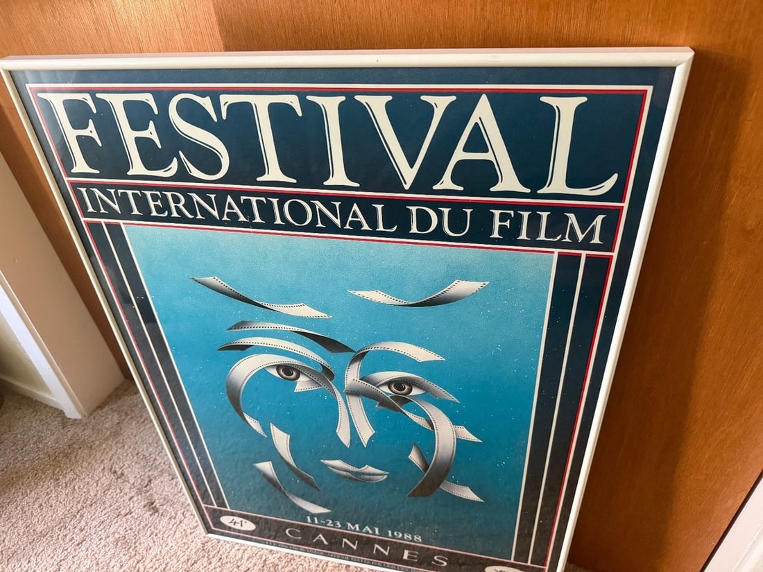 Vintage 1988 Cannes Film Festival Official Poster - Framed UV TruGuard - Tibor Timar - 2