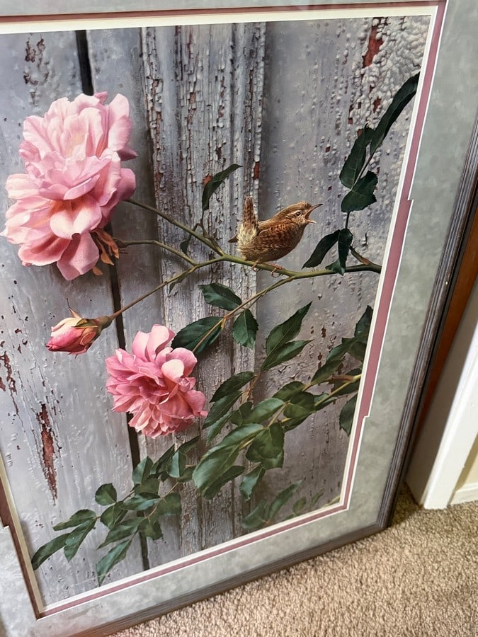 1990s Carl Brenders "Summer Roses - Winter Wren" Hand-Signed Limited Edition Framed Lithograph - ... - 2