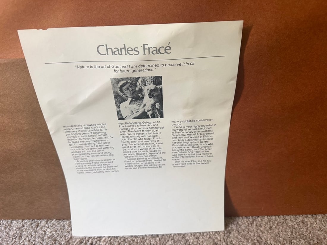 Massive 4-Piece Charles Frace - Framed Wildlife Art Estate Set - Hand-Signed COA - 6