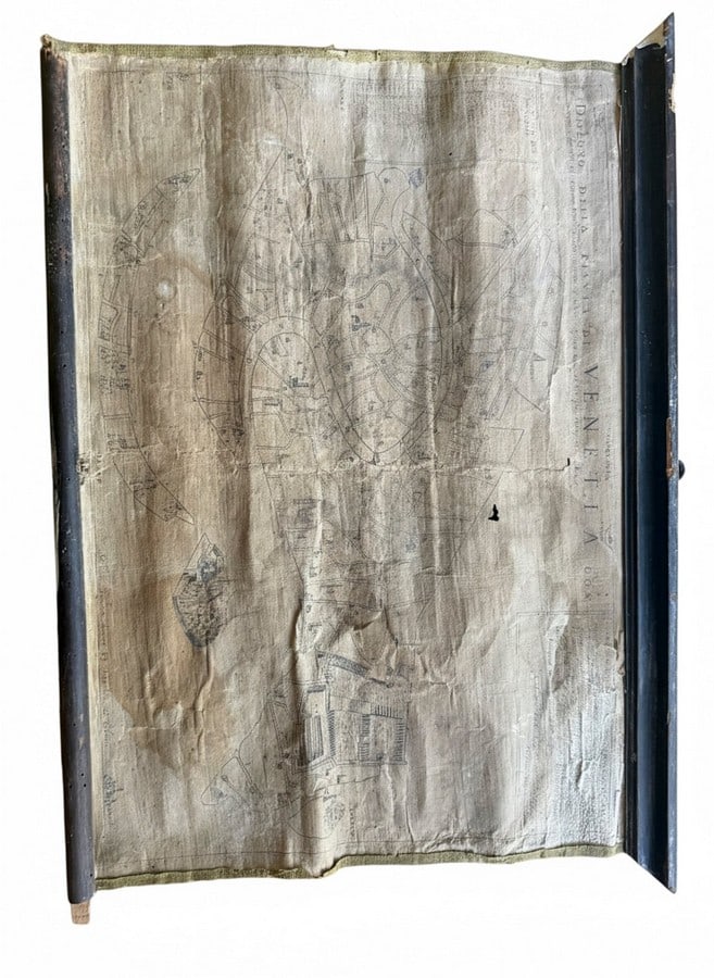 19th-Century Linen-Backed Roll-Up Wall Map of Venice, c. 1840s-1850s (1 of 8)