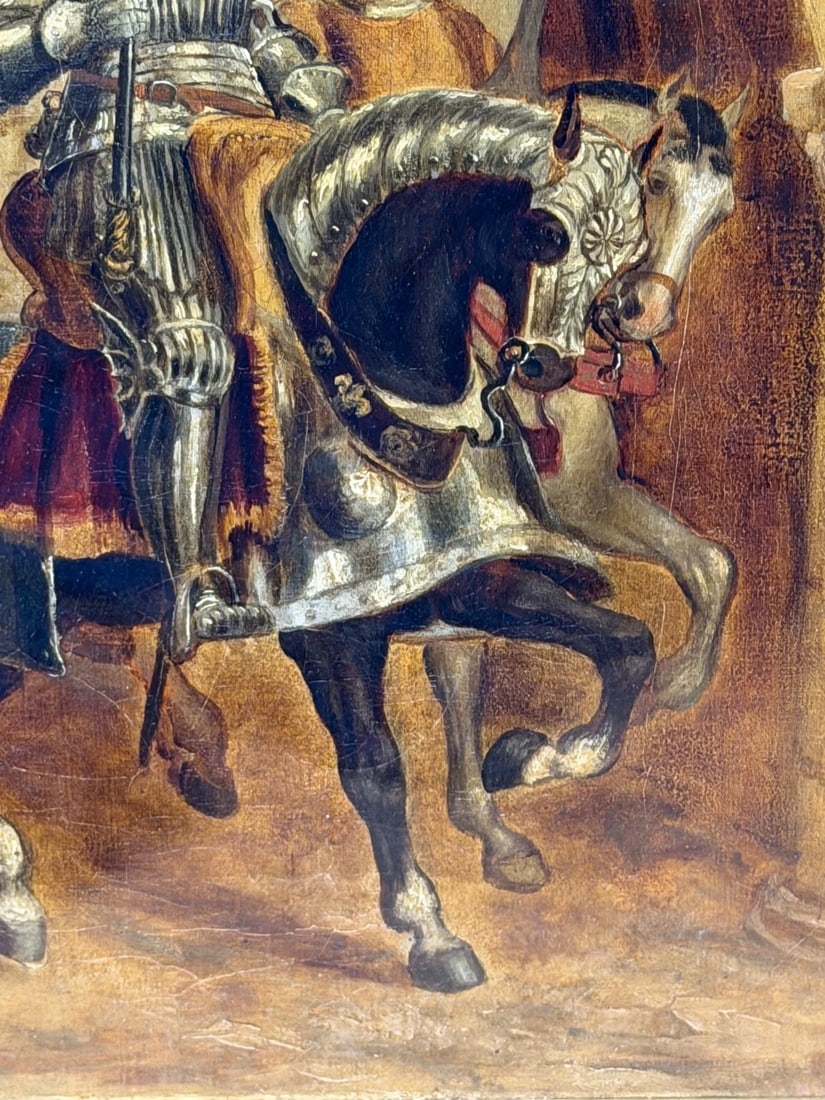 Painting Renaissance Knight Mounted Beneath Cloister Circle Sir John Gilbert RA - 10