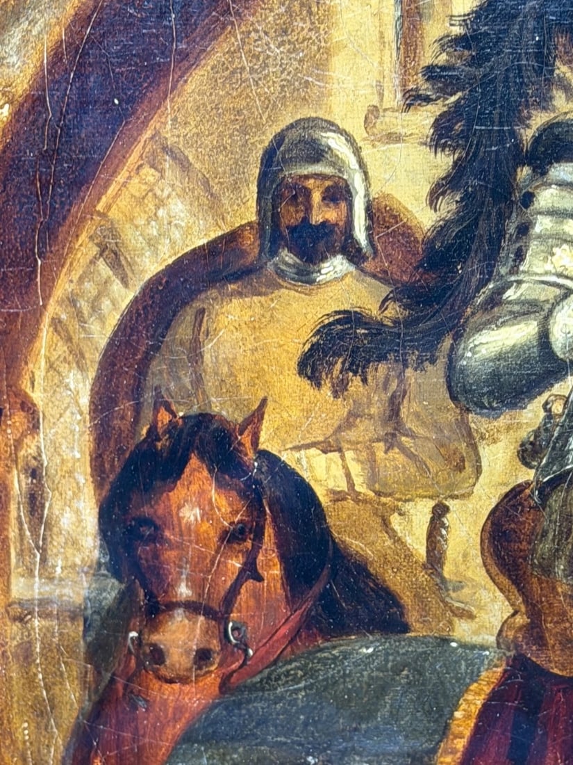 Painting Renaissance Knight Mounted Beneath Cloister Circle Sir John Gilbert RA - 18