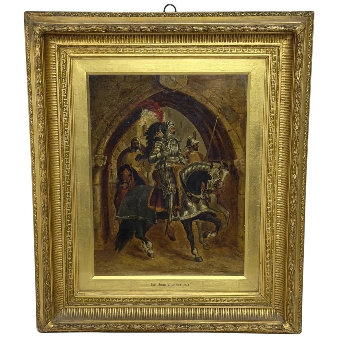 Painting Renaissance Knight Mounted Beneath Cloister Circle Sir John Gilbert RA (1 of 20)