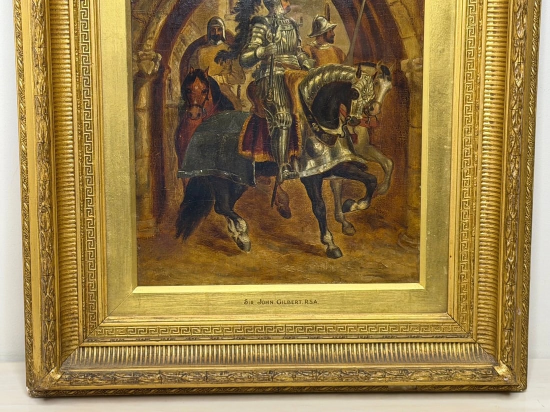 Painting Renaissance Knight Mounted Beneath Cloister Circle Sir John Gilbert RA - 4