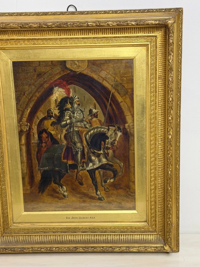 Painting Renaissance Knight Mounted Beneath Cloister Circle Sir John Gilbert RA - 6