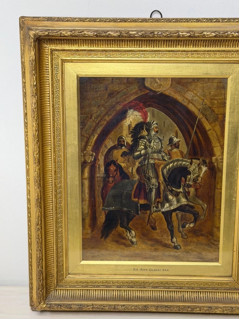 Painting Renaissance Knight Mounted Beneath Cloister Circle Sir John Gilbert RA - 7