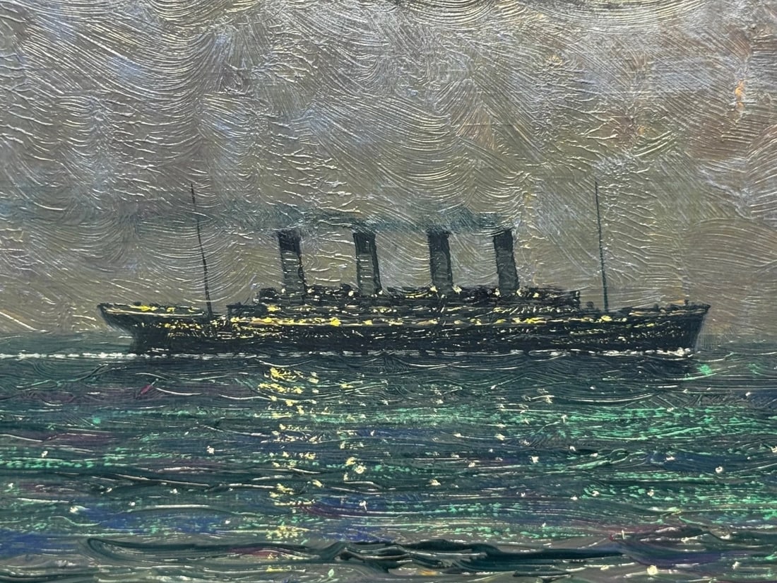 Ships That Pass In the Night RMS Titanic Under Nocturnal Moon with RMS Olympic - 12
