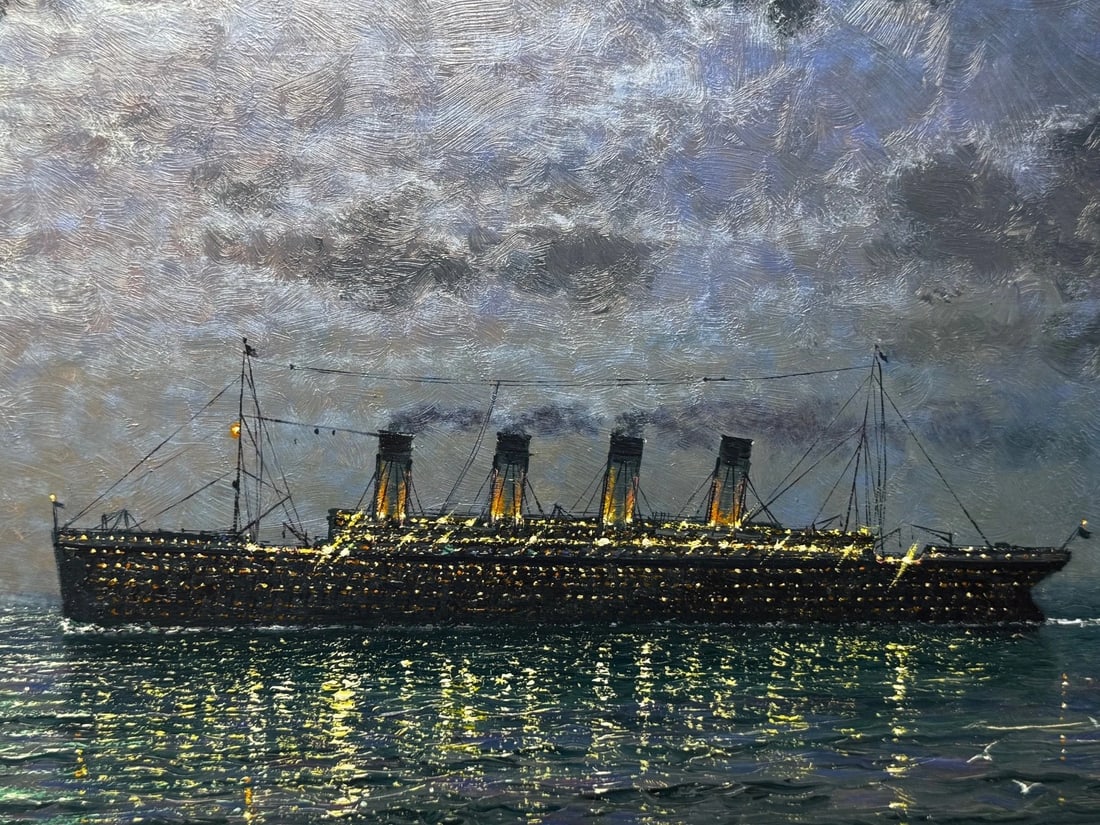 Ships That Pass In the Night RMS Titanic Under Nocturnal Moon with RMS Olympic - 4