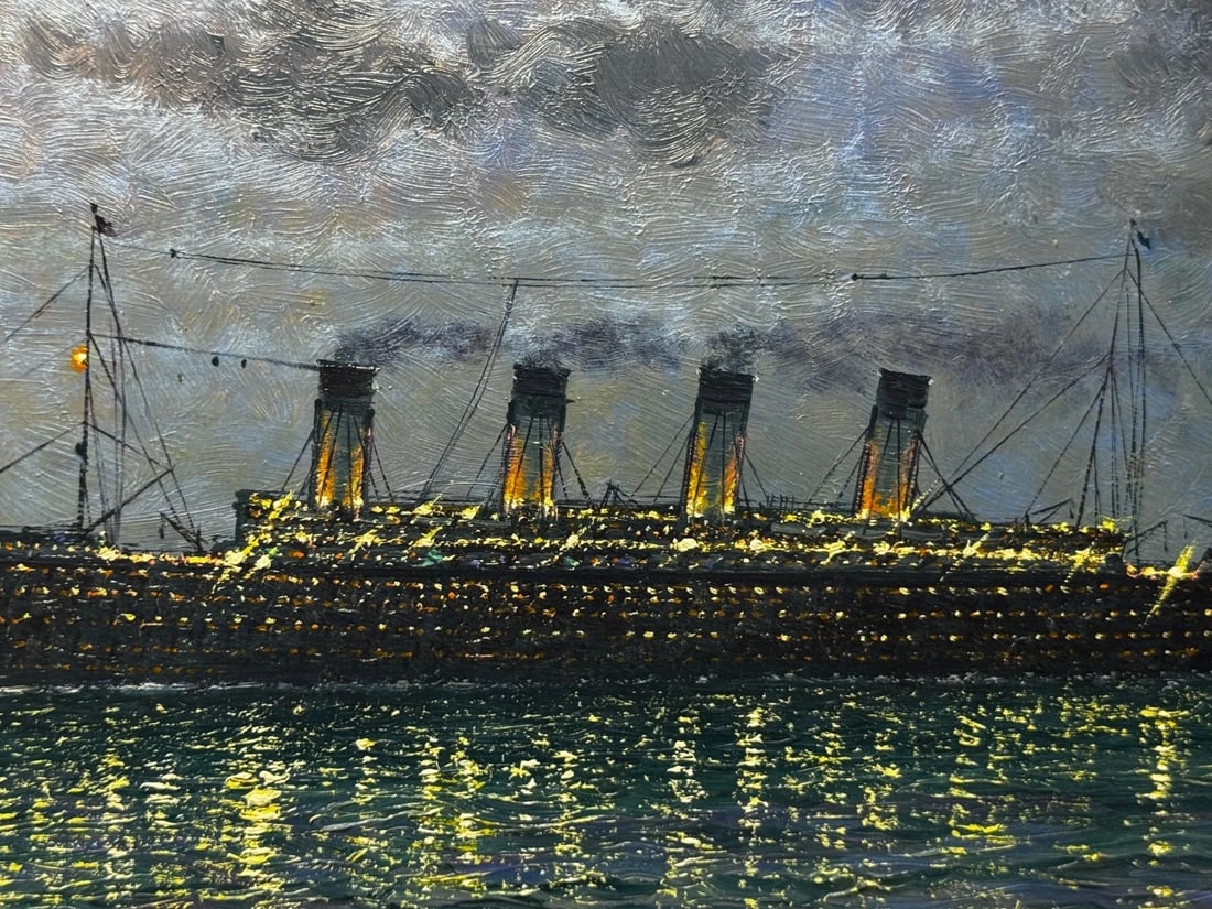 Ships That Pass In the Night RMS Titanic Under Nocturnal Moon with RMS Olympic - 5