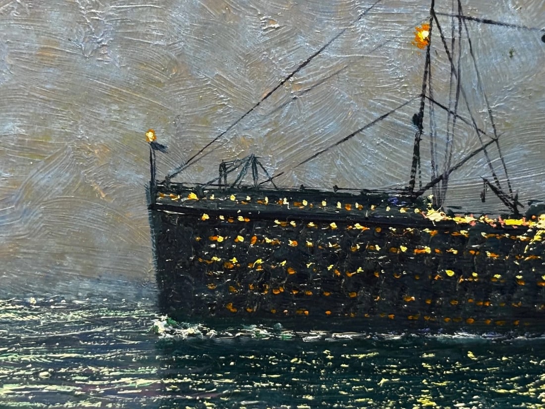 Ships That Pass In the Night RMS Titanic Under Nocturnal Moon with RMS Olympic - 7