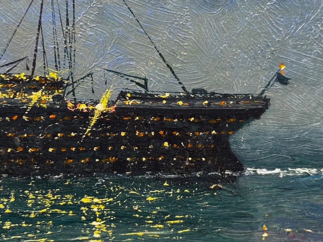 Ships That Pass In the Night RMS Titanic Under Nocturnal Moon with RMS Olympic - 8