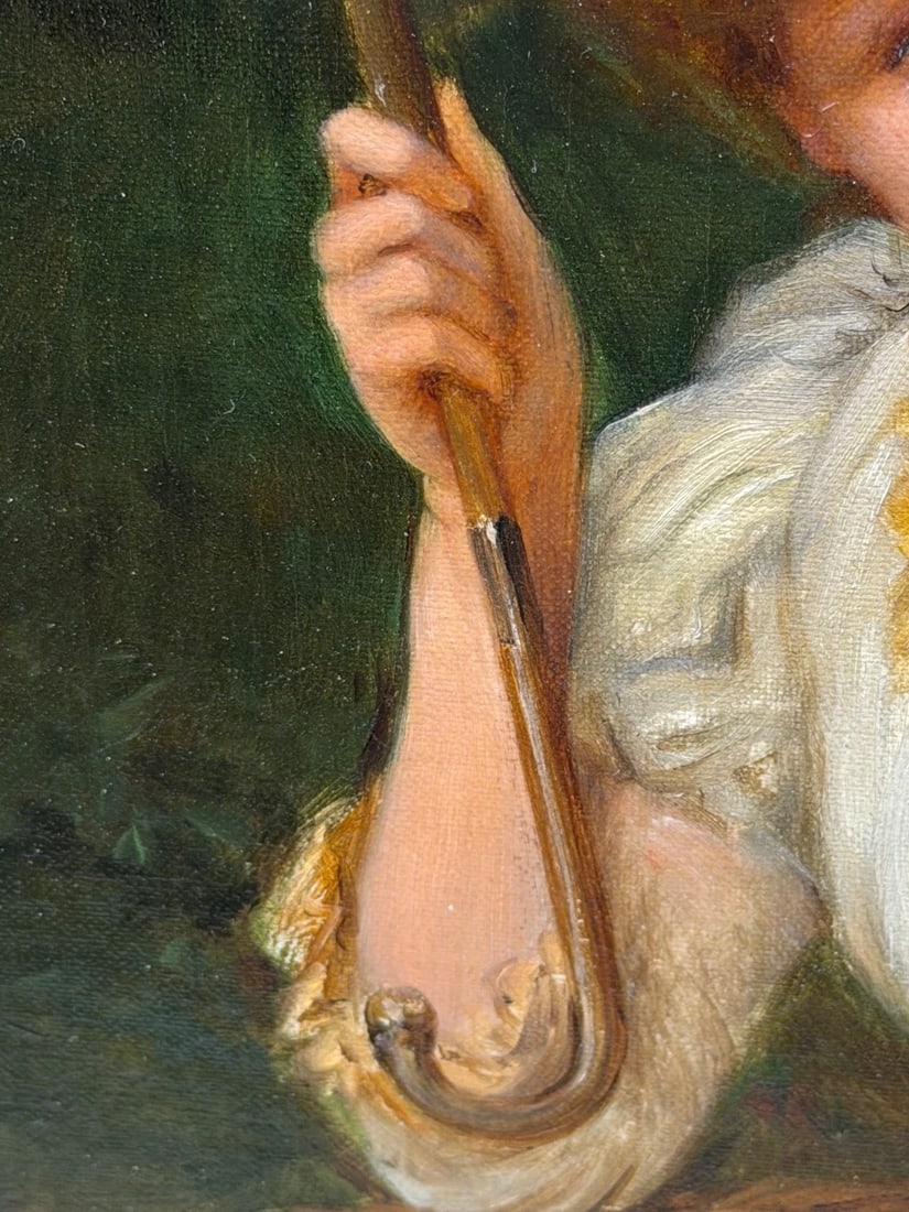 19th Century Portrait Oil Painting Lady Red Parasol Signed by William Oliver - 20