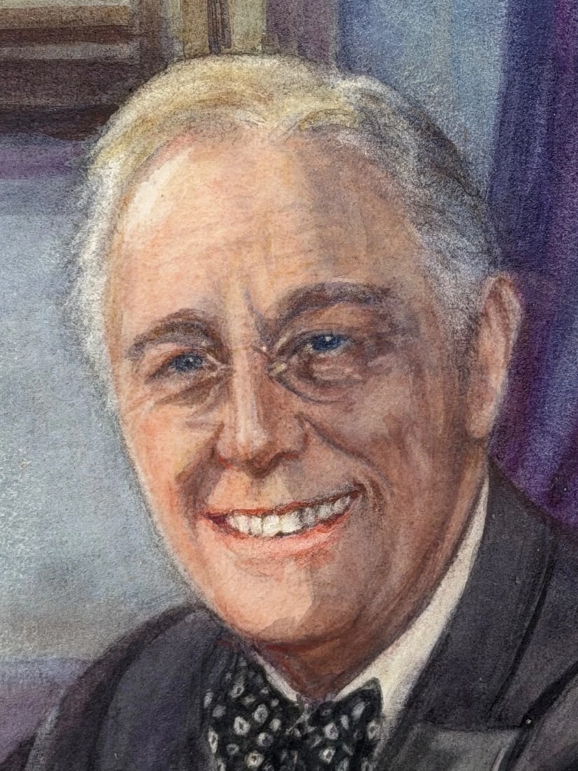 President Franklin D. Roosevelt Portrait Painting (1882–1945) Circa 1940's - 10