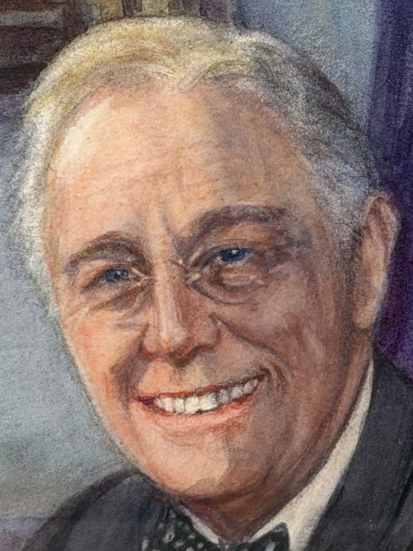 President Franklin D. Roosevelt Portrait Painting (1882–1945) Circa 1940's - 13