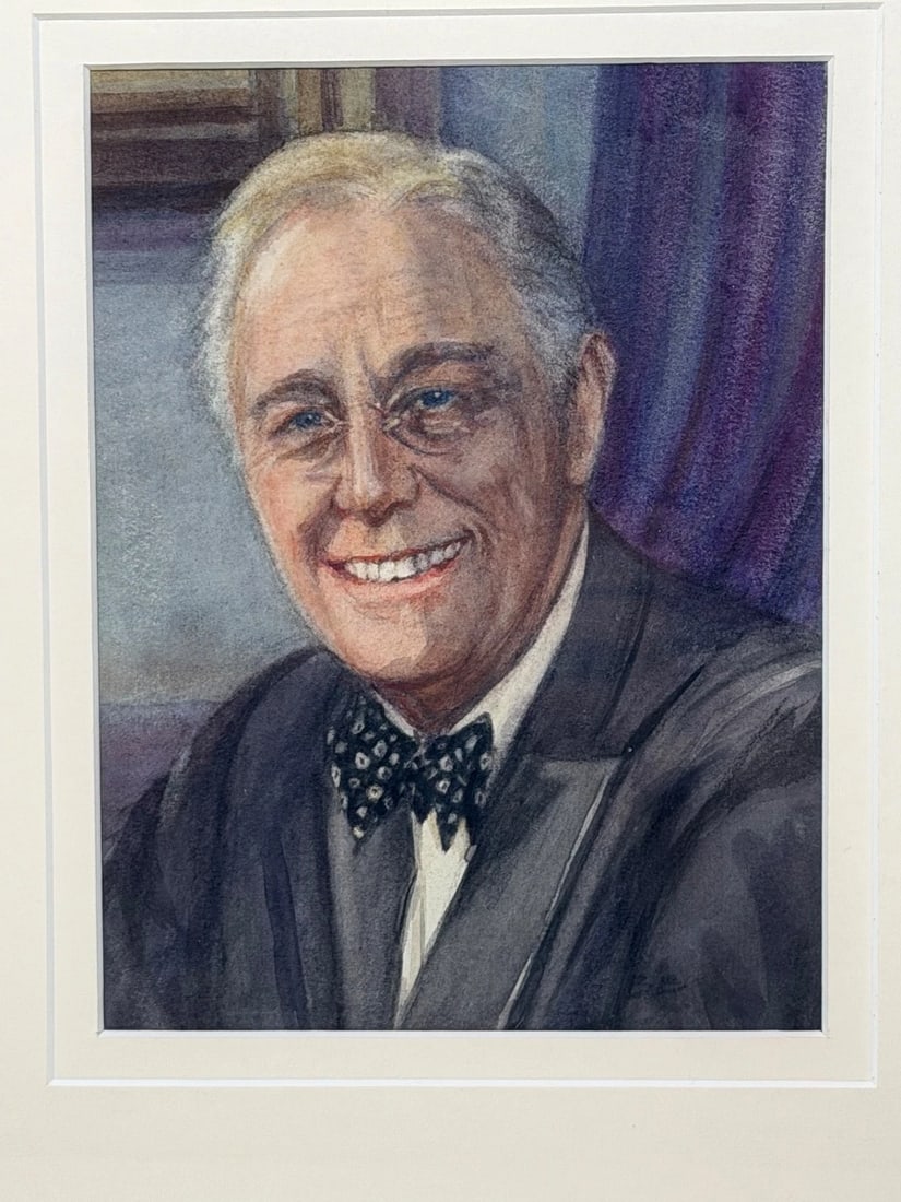 President Franklin D. Roosevelt Portrait Painting (1882–1945) Circa 1940's - 2