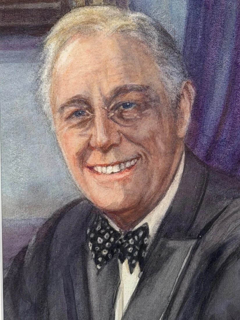 President Franklin D. Roosevelt Portrait Painting (1882–1945) Circa 1940's - 3