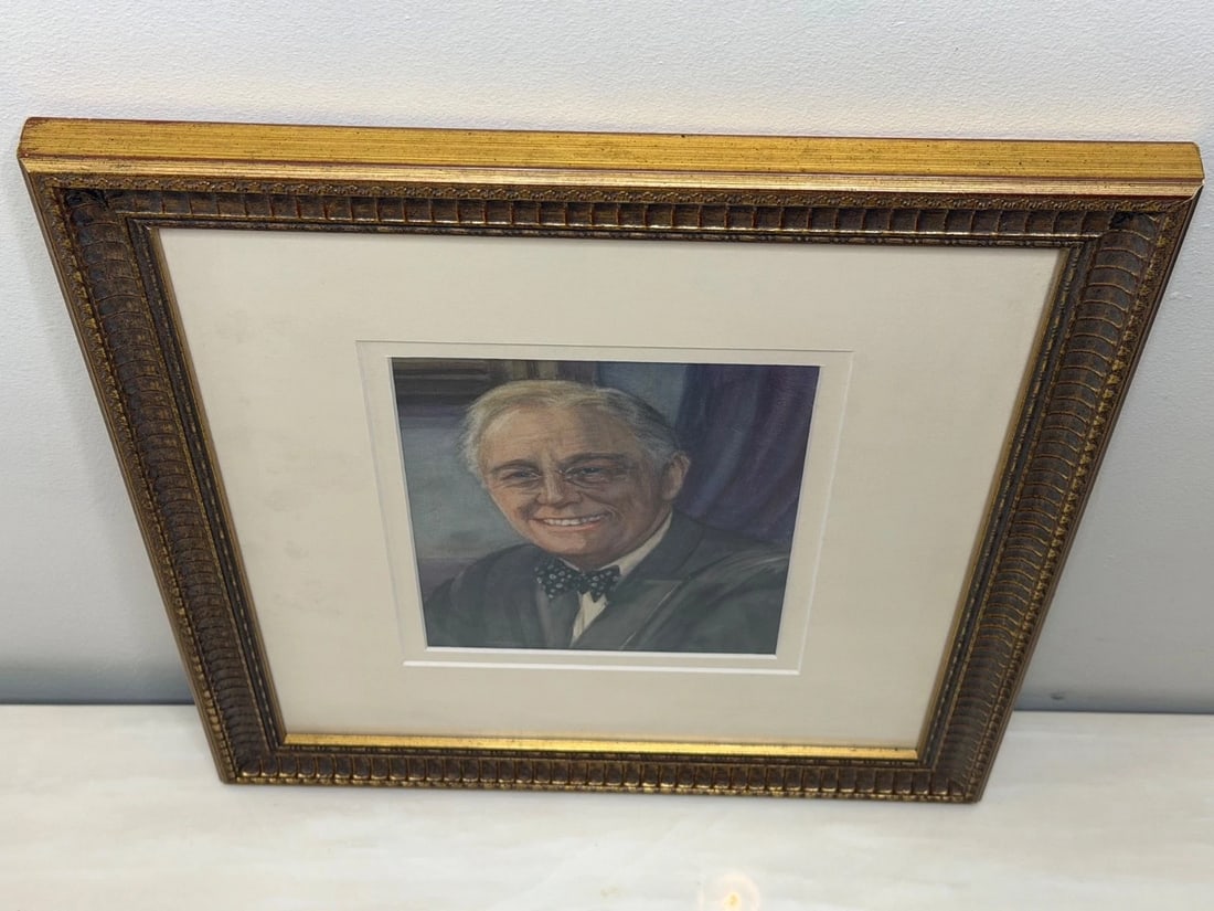 President Franklin D. Roosevelt Portrait Painting (1882–1945) Circa 1940's - 4