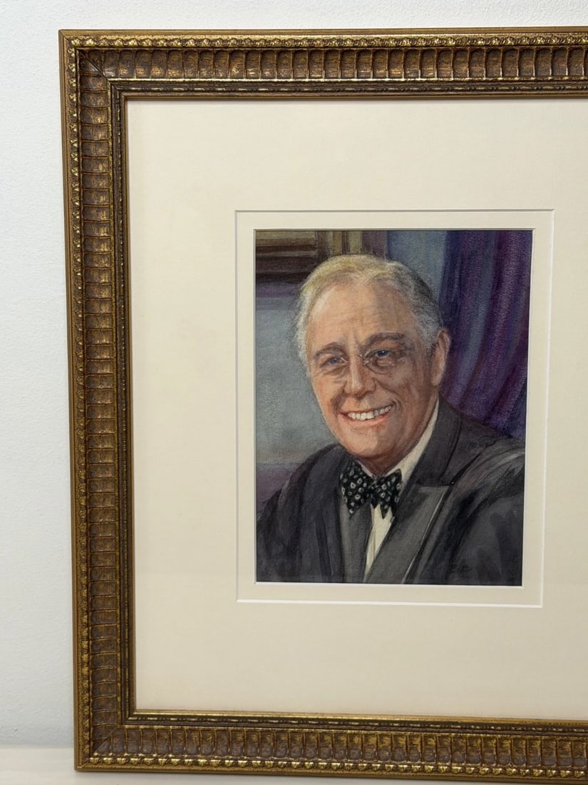 President Franklin D. Roosevelt Portrait Painting (1882–1945) Circa 1940's - 7