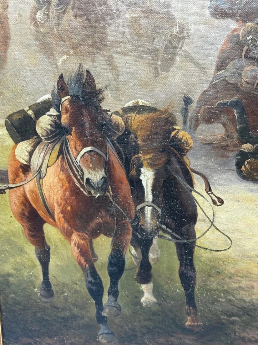 WW1 Charleroi Great Retreat Oil Painting Runaway Horses By Edith Alice Simkins - 14