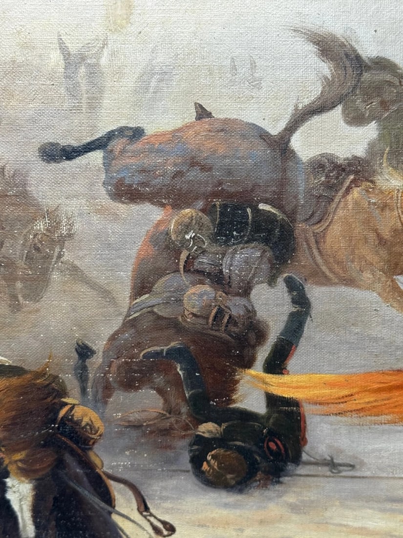 WW1 Charleroi Great Retreat Oil Painting Runaway Horses By Edith Alice Simkins - 15