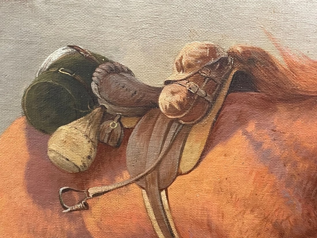 WW1 Charleroi Great Retreat Oil Painting Runaway Horses By Edith Alice Simkins - 7