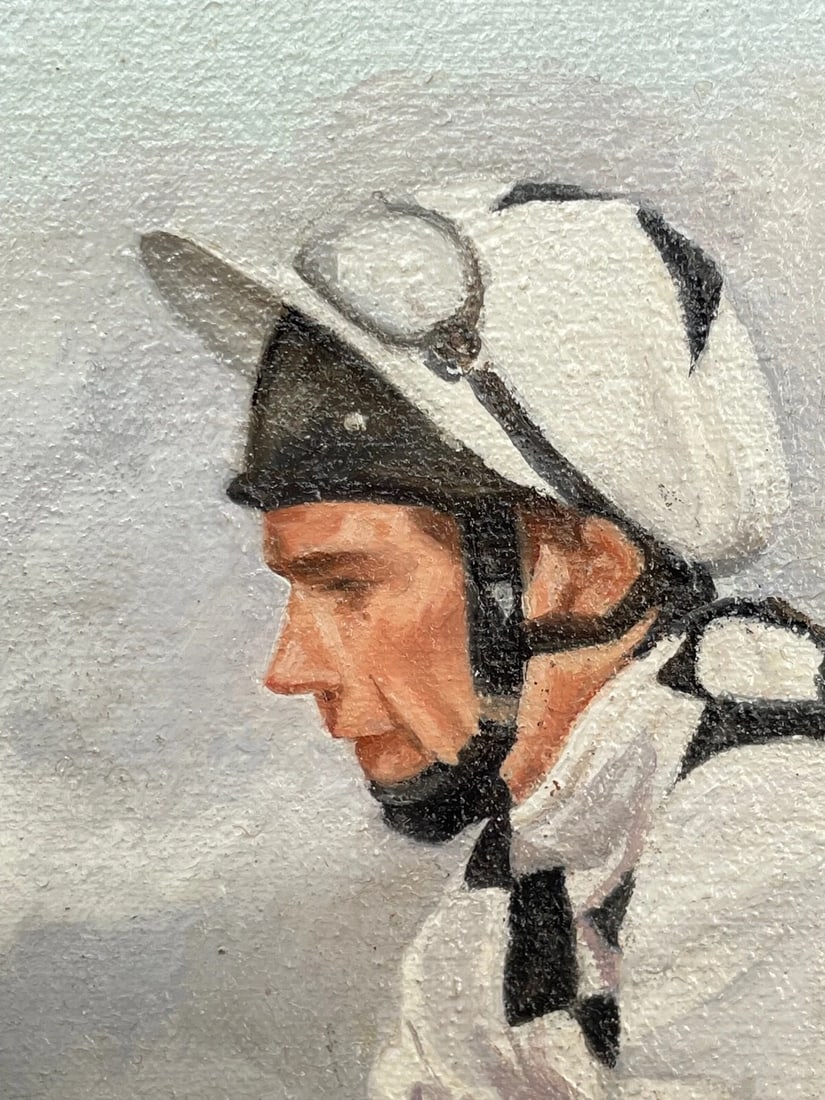 Sue Wingate RCA Equestrian Oil Painting Londolozi Horse Racing Jumping Fence - 8