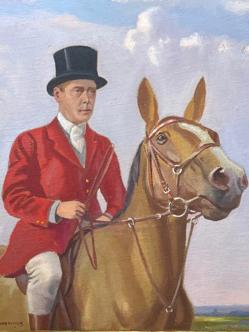 British Historic Oil Painting Royalty Hunting Portrait of King Edward VIII - 2