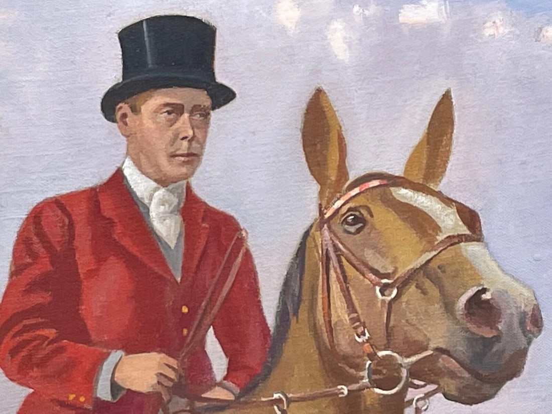 British Historic Oil Painting Royalty Hunting Portrait of King Edward VIII - 3