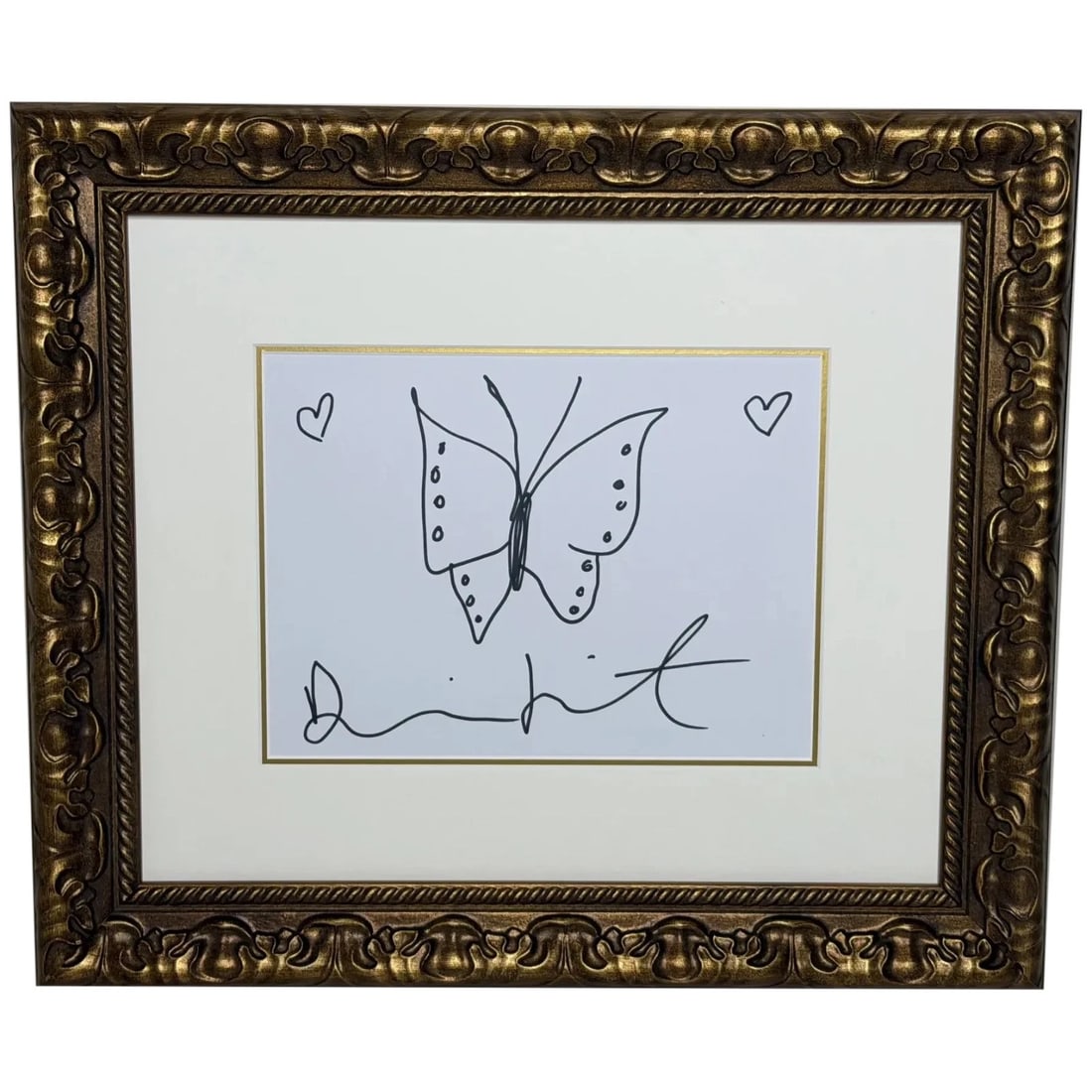 Damien Hirst Butterfly with Hearts – Signed Original Ink Drawing on Paper: Damien Hirst Butterfly with Hearts – Signed Original Ink Drawing on Paper Click images to enlarge Description Damien Hirst (British, b. 1965) Butterfly with Hearts Sign