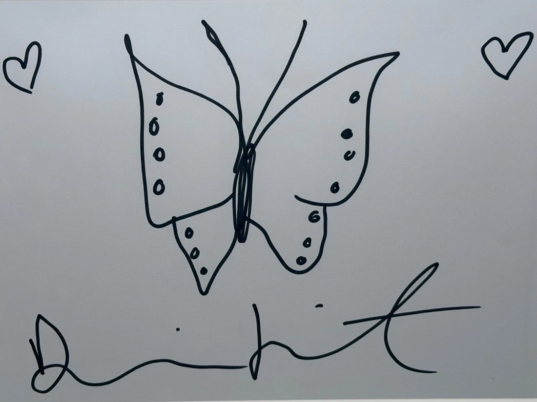 Damien Hirst Butterfly with Hearts – Signed Original Ink Drawing on Paper - 2