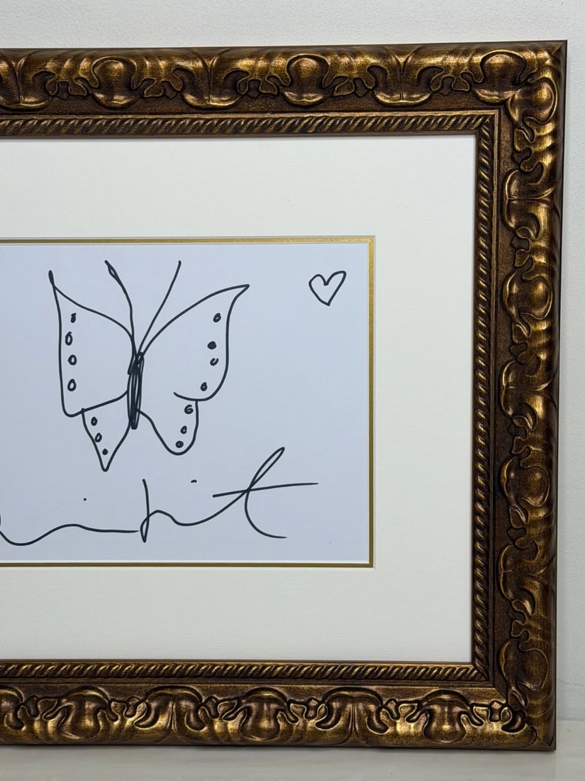 Damien Hirst Butterfly with Hearts – Signed Original Ink Drawing on Paper - 3