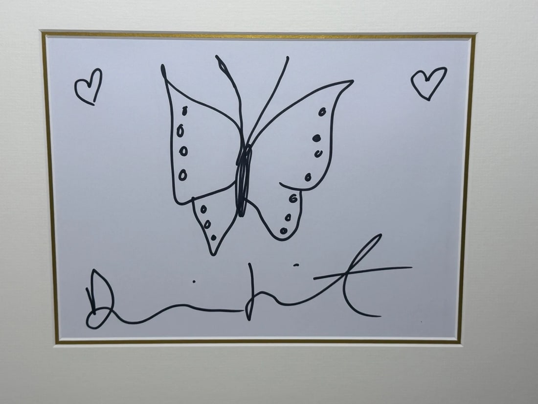 Damien Hirst Butterfly with Hearts – Signed Original Ink Drawing on Paper - 9