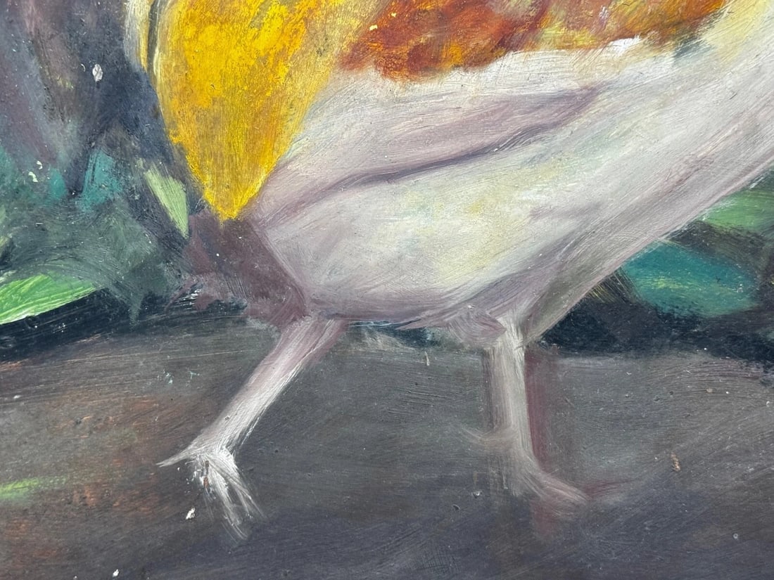 Rubio the Empordanesa Rooster | Original Folk Art Oil Painting c.1930s - 10